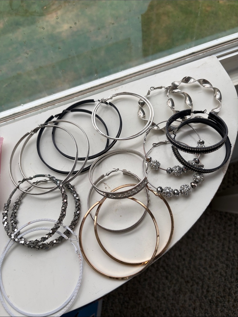 Mixed Metal and Black Hoop Earring Set - Women's Jewelry 10 Hoops